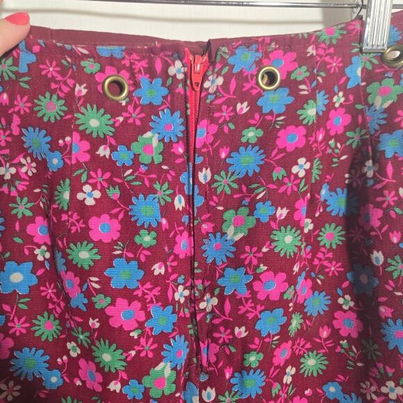 Vintage Handmade Retro Ditsy Floral Rivets High Waist Mini Skirt 70s Style XS - Picture 4 of 6